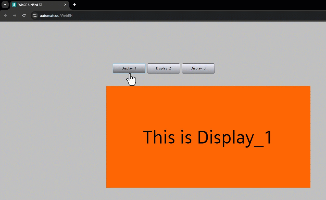 Figure 3.6: WinCC Unified navigation - Testing screen navigation functionality in the Internet browser