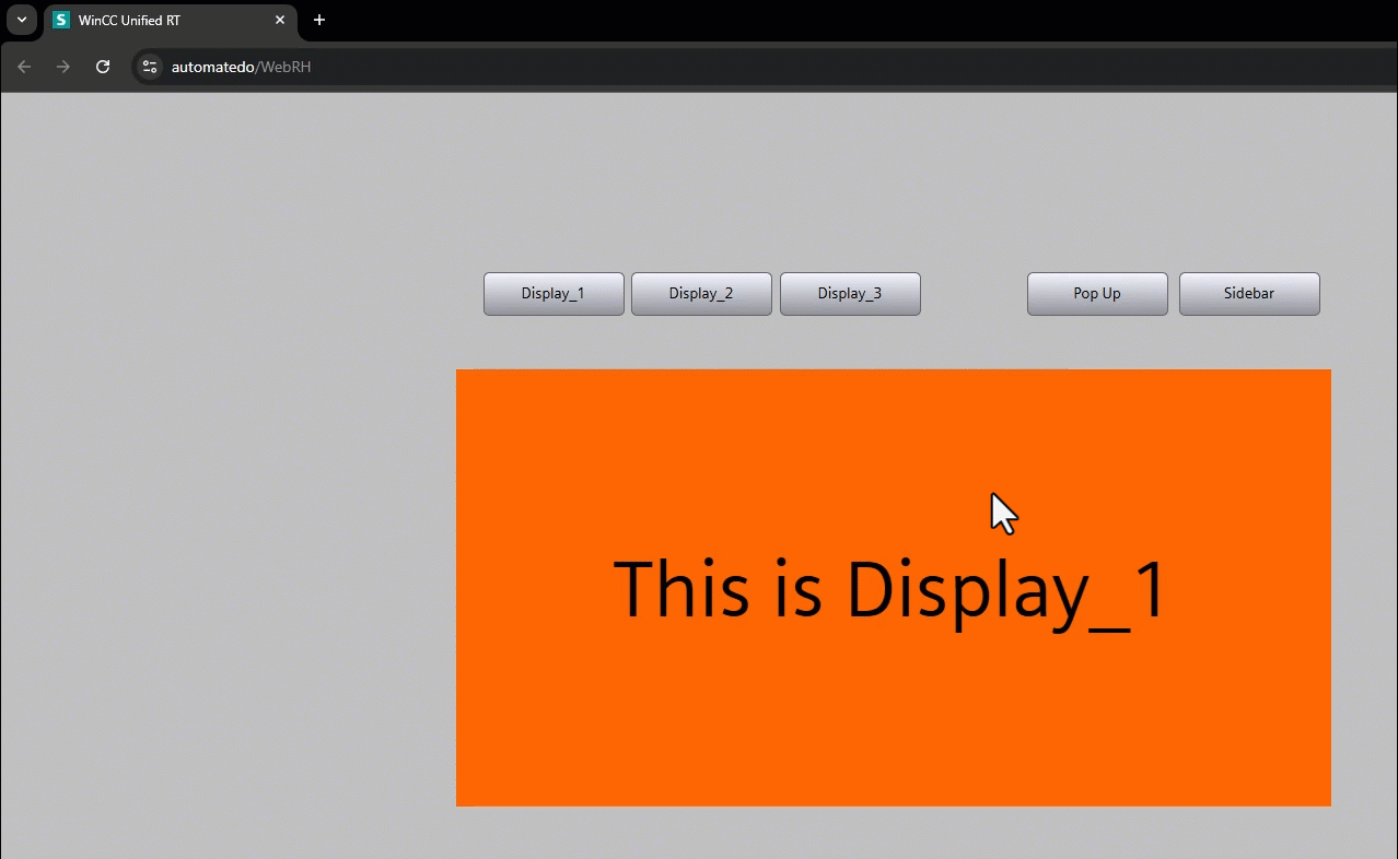 Figure 4.5: WinCC Unified pop-ups - Testing pop-up interaction and closure in runtime