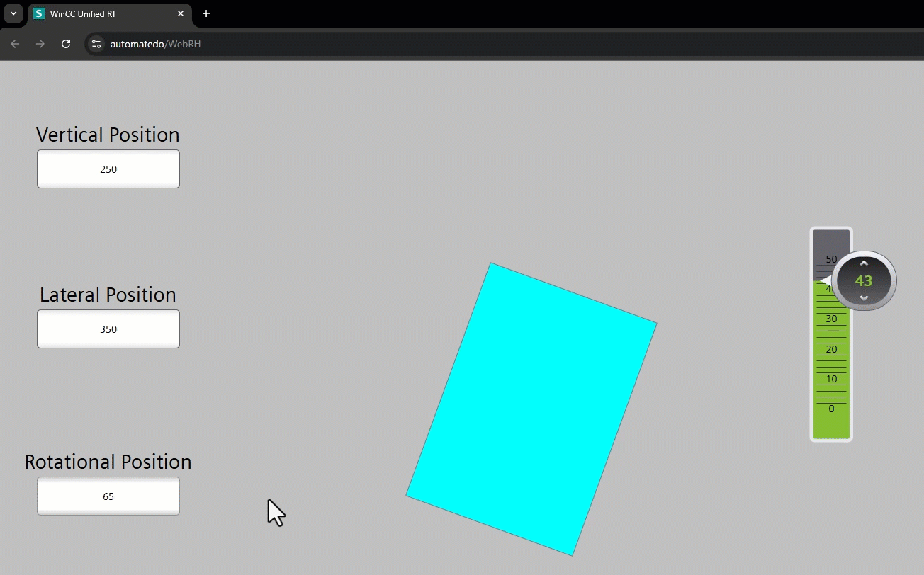 Figure 4.3: WinCC Unified dynamization - Checking dynamic rotation in action