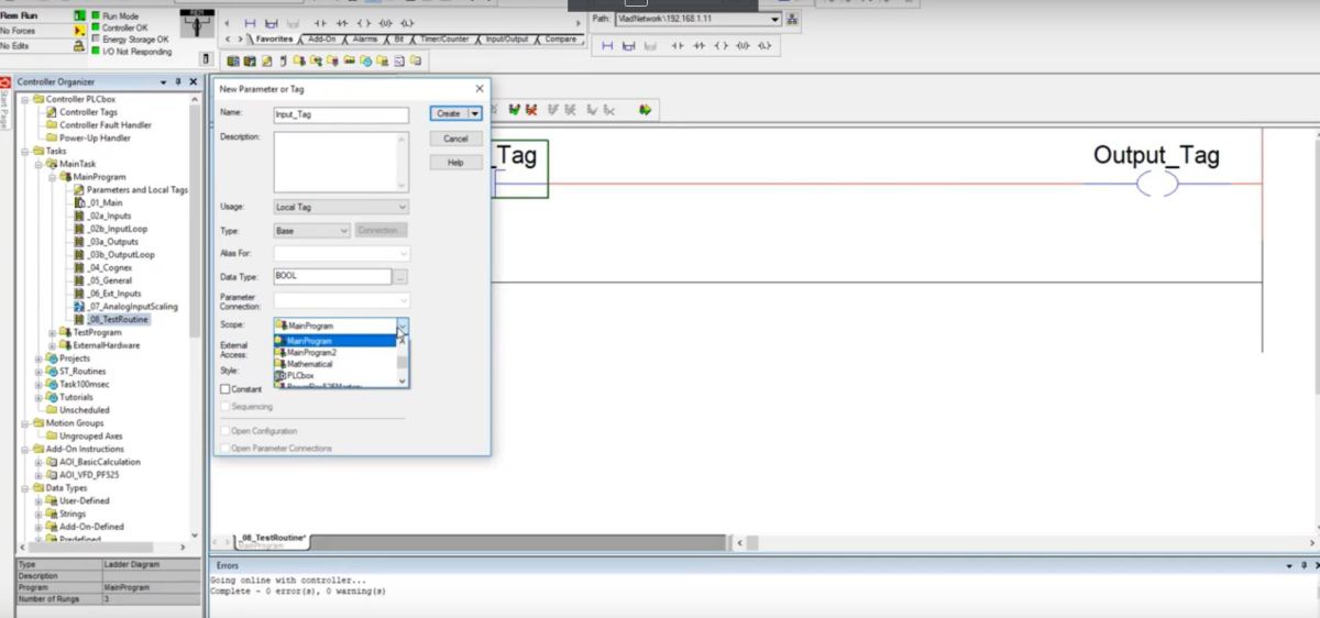 Figure 3 - RSLogix 5000 PLCÂ Programming | Creating a New tag in Allen Bradley PLCÂ using RSLogix 5000 / Studio 5000
