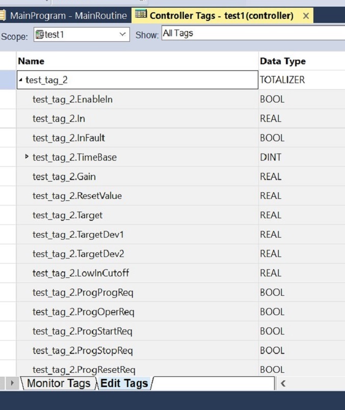 Figure 9 - Data Types in PLC Programming | Creating TOTALIZERS