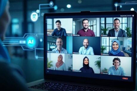 A woman engaged in a video conference on her laptop, exploring the best AI tools for business.
