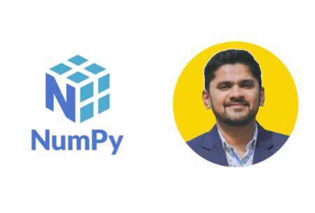 visual of numpy logo, a python library for data analysis, essential for python numpy tutorial