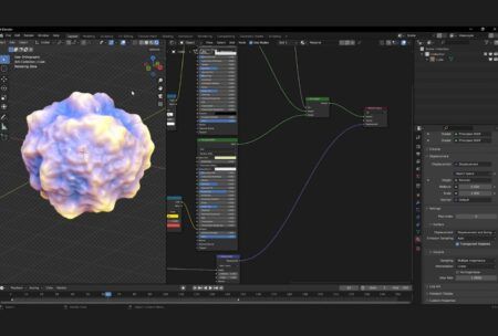a computer screen displays a 3D cloud model created using procedural materials in blender course