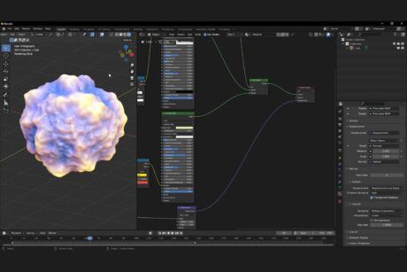 a computer screen displays a 3D cloud model created using procedural materials in blender course