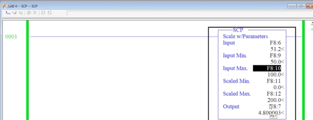 PLC SCP Instruction - Scale With Parameters RSLogix 500 Example for Analog Inputs Programming RSLogix 500