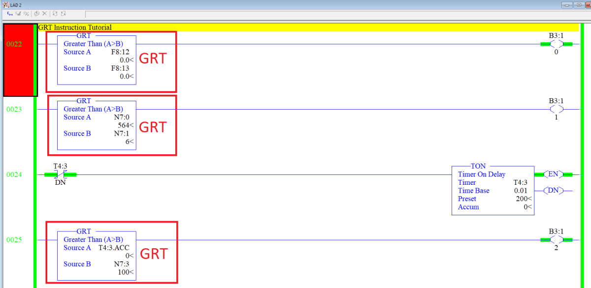 GRTGreaterThanInstructionRSLogix500Example