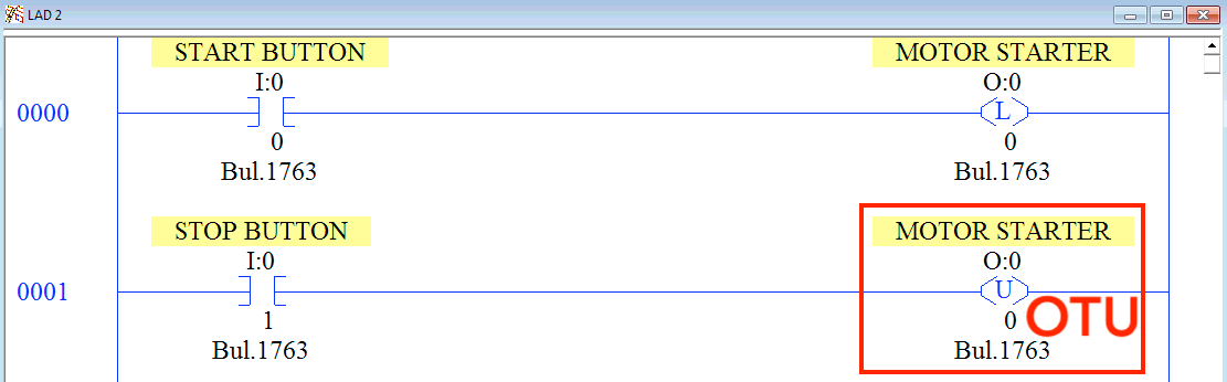 OTU Output Unlatch Instruction RSLogix 500
