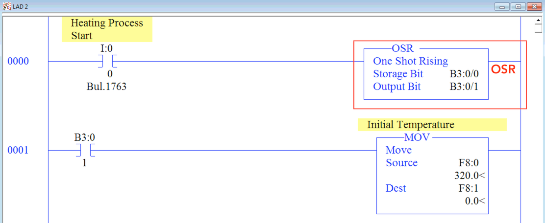 OSR One Shot Rising RSLogix 500 Example Usage