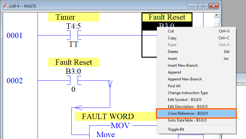 RSLogix 500 - Cross Reference of Data Tables