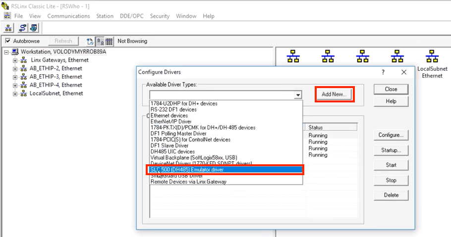 RSLogix 500 Emulate - Creating RSLogix 500 Emulator Environment, Going Online, Connecting to PLC