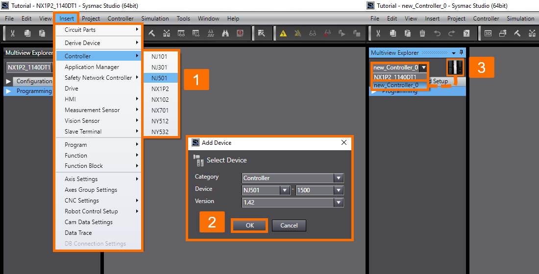Figure 2.2 - Omron PLC Programming | How to add a new device to a project - Second method