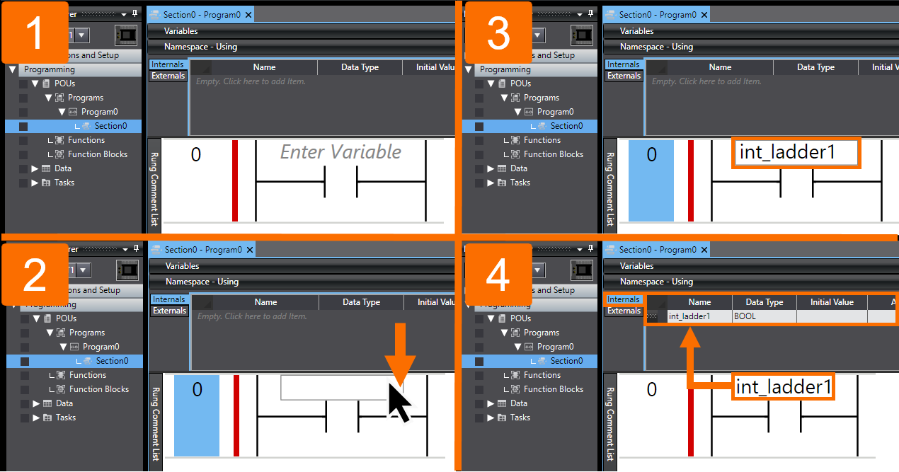 Figure 3.1 - Omron PLCÂ Programming | Creating local variablesÂ