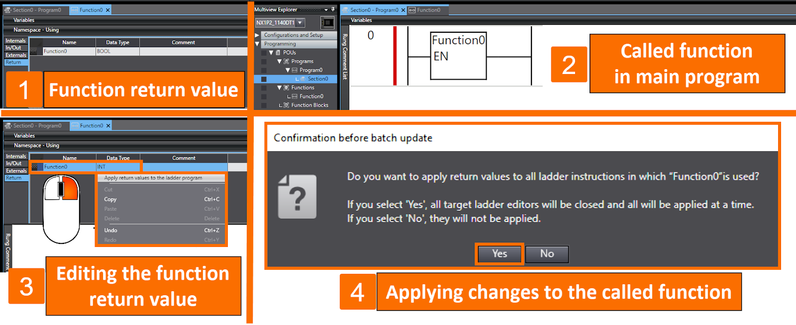 Figure 6.1 - Omron PLCÂ Programming | Applying change in return values to a ladder program - First method