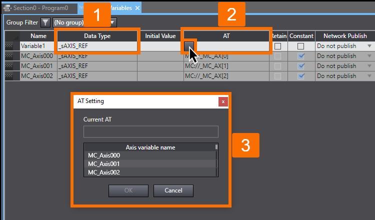 Figure 2.6 - Sysmac Studio PLC Programming | Opening the AT setting window
