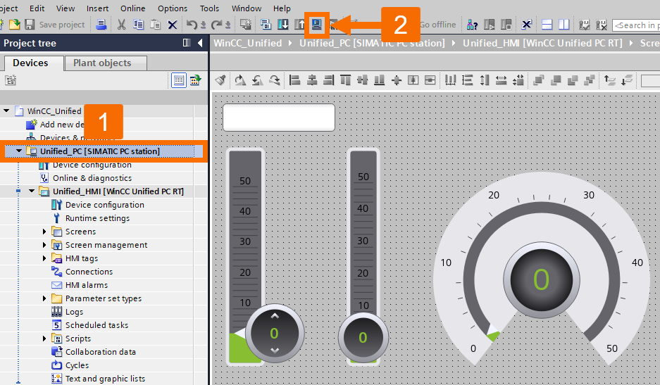 Figure 10.1: Introduction to WinCC Unified - Starting simulation