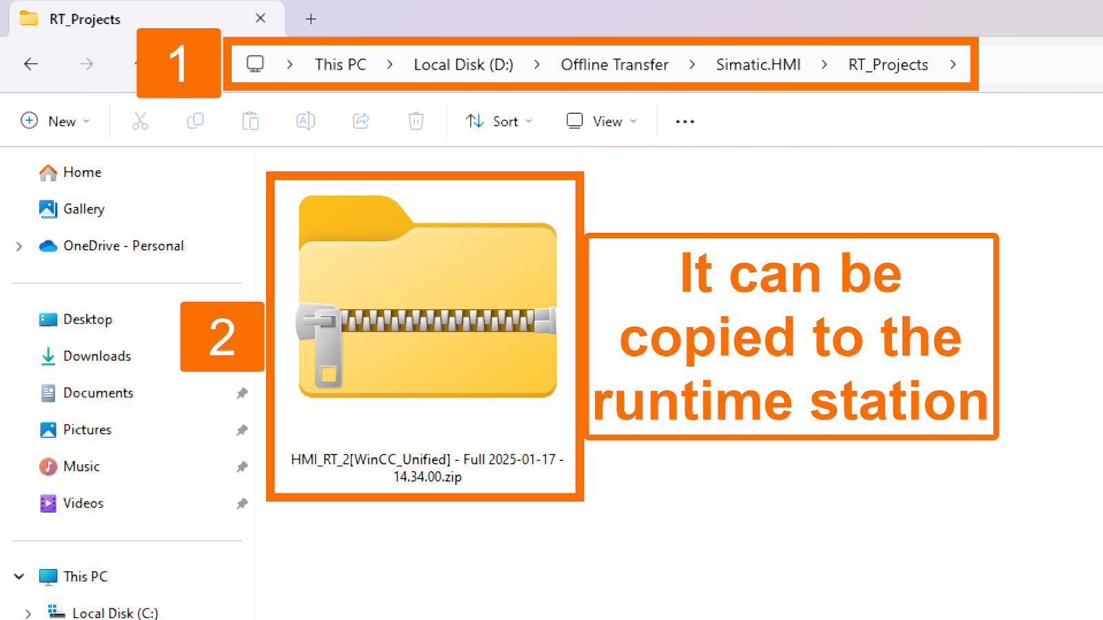 Figure 6.7: WinCC Unified: offline transfer - Offline transfer zip file