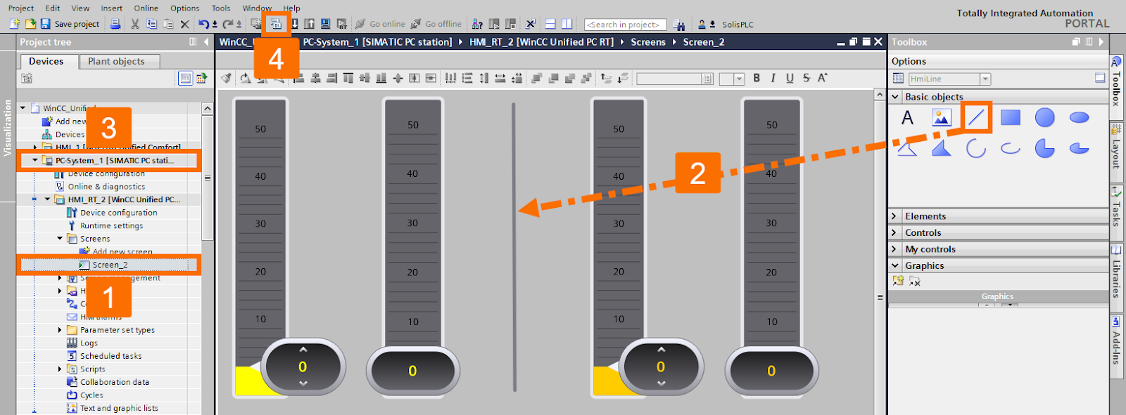 Figure 7.2: WinCC Unified: offline transfer - Modifying the Unified PC screen