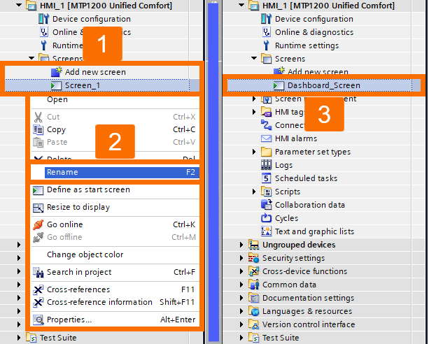 Figure 2.4: WinCC Unified screen layout - Adding a main screen