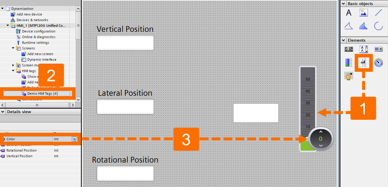 Figure 3.6: WinCC Unified dynamization - Slider-based control adjustment