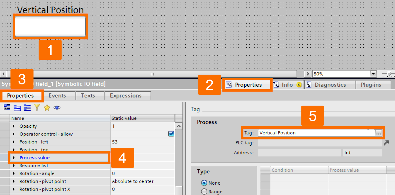 Figure 2.6: WinCC Unified dynamization - Verifying tag connection