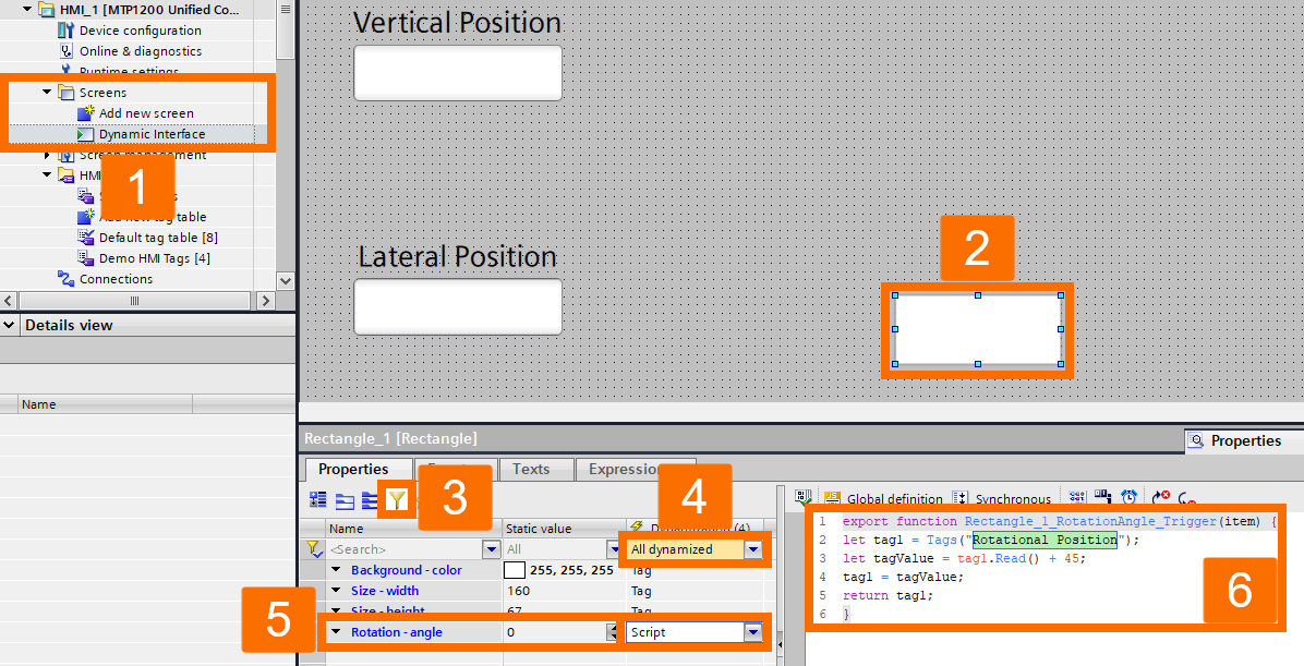 Figure 4.2: WinCC Unified dynamization - Applying script-based dynamization
