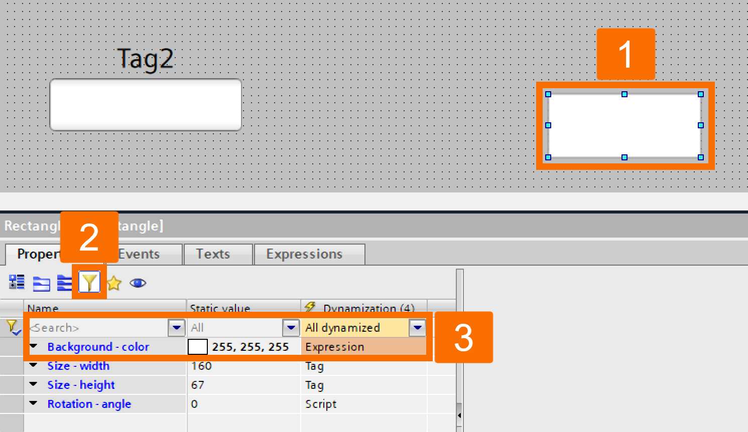 Figure 5.3: WinCC Unified dynamization - Dynamizing color via expression