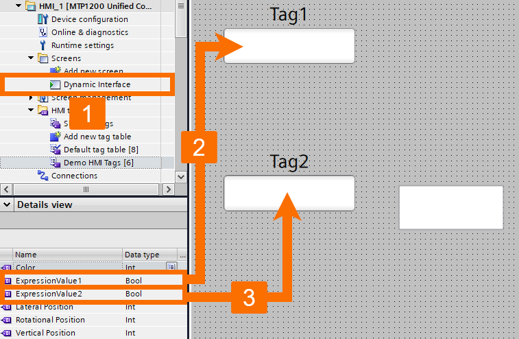 Figure 5.2: WinCC Unified dynamization - Modifying the dynamic interface