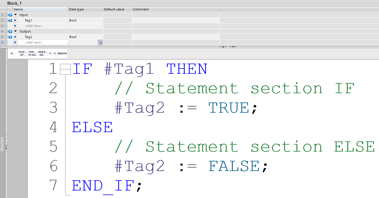 Figure 7.1: IF statements in SCL - Basic IF-THEN example
